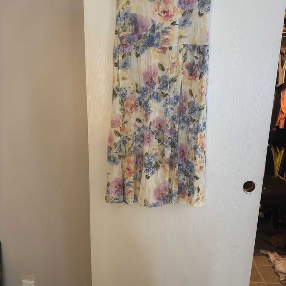 A. Byer Floral A-Line Skirt - Blue and Pink